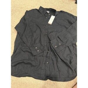 Calia Women's Oversized Henley Button-Down/Cover-Up - XL - Pure Black - Nwt